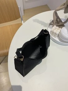 極簡風格金屬亮絲法棍包 - 黑色 - 查看 6