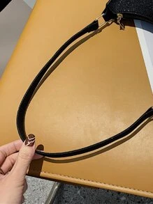 極簡風格金屬亮絲法棍包 - 黑色 - 查看 8