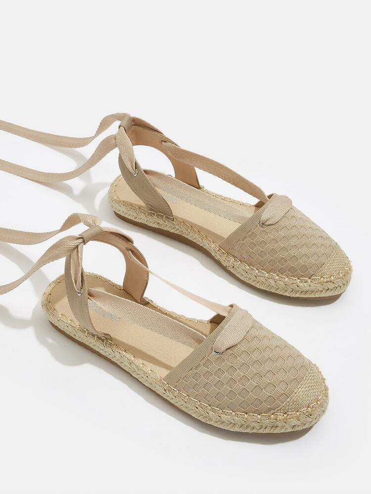 Minimalist Knit Gladiator Espadrille Flats