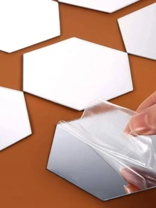18pcs Hexagon Mirror Wall Sticker - Silver - View 7