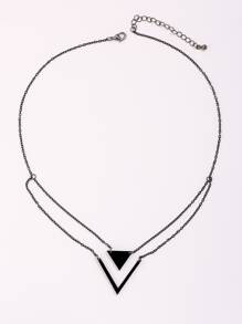 Geometric Decor Necklace - Black - View 2