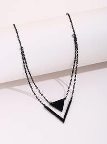 Geometric Decor Necklace - Black - View 3