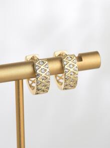 1pc Cubic Zirconia Decor Hoop Earrings Copper Jewelry