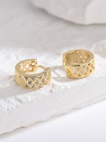 1pc Cubic Zirconia Decor Hoop Earrings Copper Jewelry