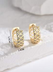 1pc Cubic Zirconia Decor Hoop Earrings Copper Jewelry