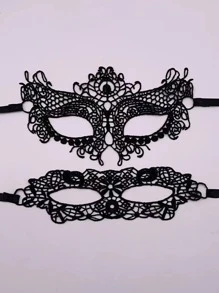 Hollow Out Costume Eye Shield - Black - View 1