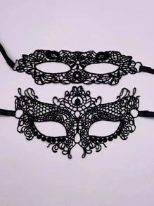 Hollow Out Costume Eye Shield - Black - View 2