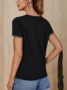 SHEIN 撞色補丁貼口袋T恤 - 彩色 - 查看 2