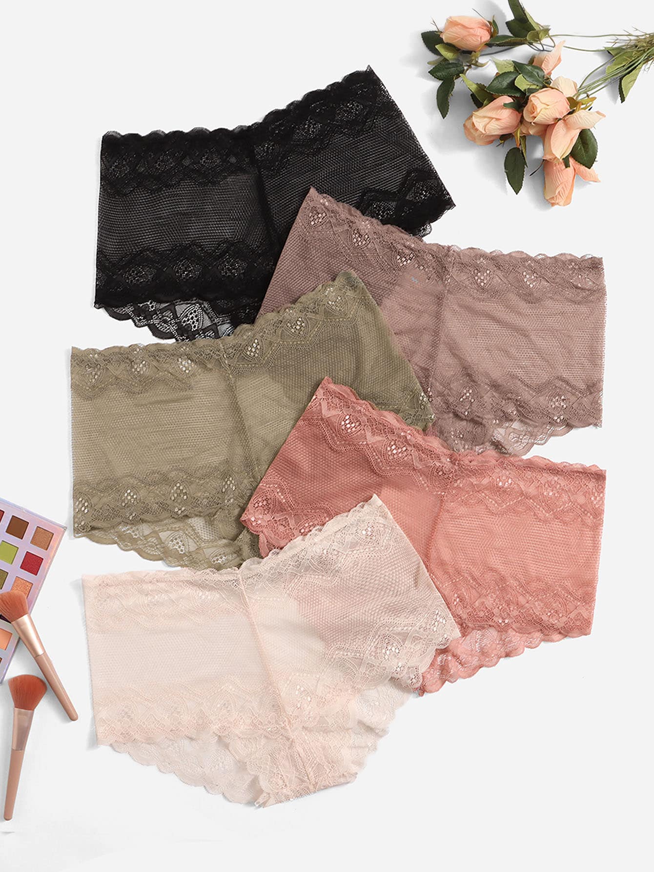 5pack Plus Floral Lace Panty - Multicolor - View 1