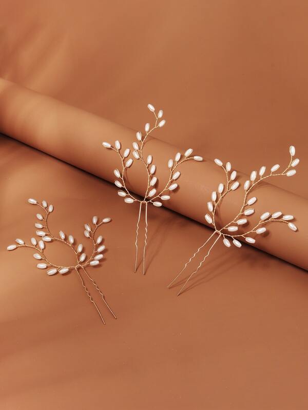 3pcs/Set Pearl Bridal Hair Pins, Elegant Pearl Hair Accessories