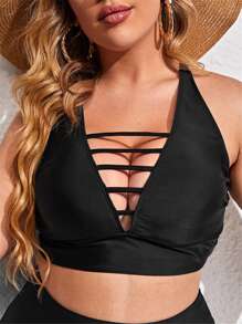 Celure Top bikini de escalera con abertura - Negro - Ver 1