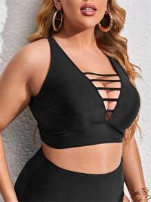 Celure Top bikini de escalera con abertura - Negro - Ver 3
