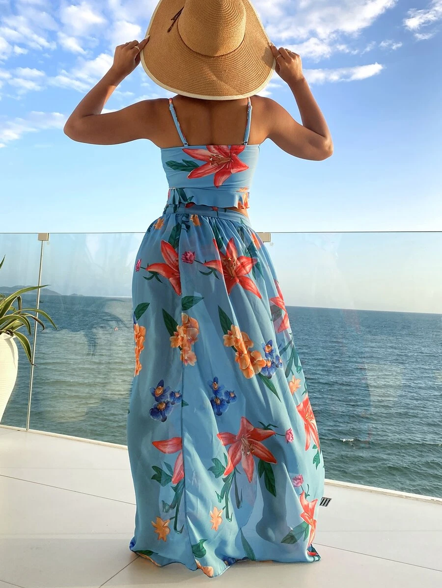 3packs Floral Print Ruffle Hem Bikini & Beach Skirt, For Summer Vacation - Multicolor - View 1