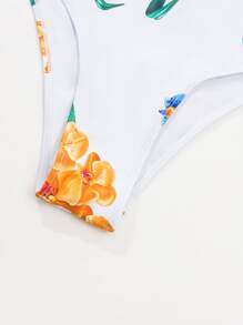 花卉印花前结比基尼和沙滩裙，适合夏季度假 - 彩色 - 查看 4