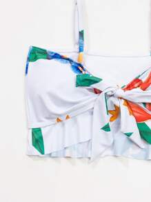 花卉印花前结比基尼和沙滩裙，适合夏季度假 - 彩色 - 查看 5