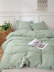 Set colcha sin relleno con diseño de botón - Verde - Ver 2