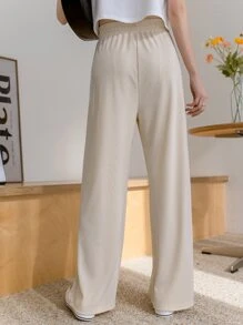 DAZY 拉繩腰實色褲 - 米色 - 查看 2