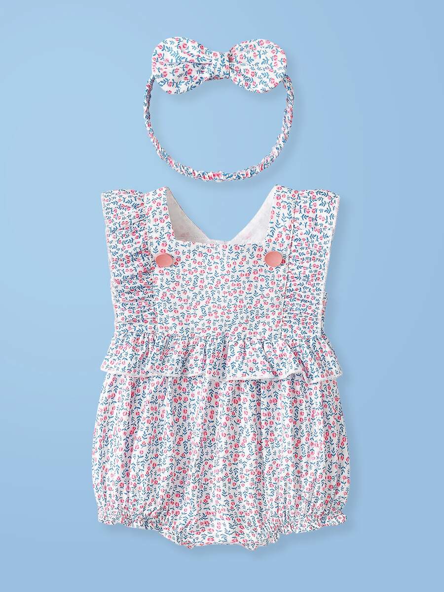 Bebé Body floral ribete con fruncido con diadema - Multicolor - Ver 1