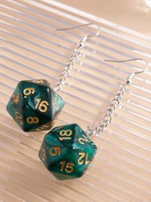 Dice Drop Earrings - Dark Green - View 1