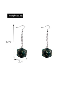 Dice Drop Earrings - Dark Green - View 3