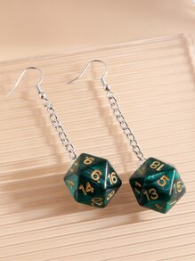 Dice Drop Earrings - Dark Green - View 4