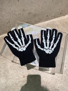Guantes esqueleto mano patrón - Blanco y Negro - Ver 1