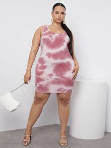 SHEIN Đầm Plus Size Cà vạt nhuộm Giải trí - Nhiều màu - Xem 4