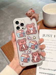Cartoon Bear Pattern Clear Phone Case - Multicolor - View 2