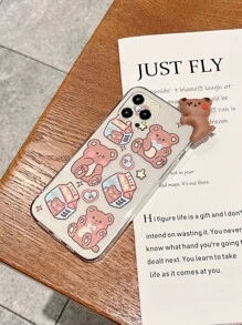 Cartoon Bear Pattern Clear Phone Case - Multicolor - View 4