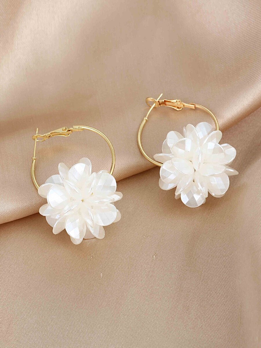 Pendientes con diseño de flor para el Día de San Valentín - Blanco - Ver 1