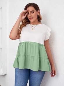 Áo sơ mi Plus Size Xù Khối Màu Dễ thương - Nhiều màu - Xem 3