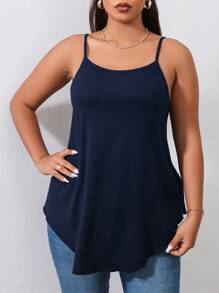 EMERY ROSE Plus Solid Cami Top - Navy Blue - View 3