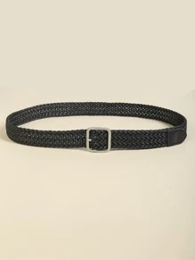 Thắt lưng dệt khóa vuông - màu đen - Xem 1