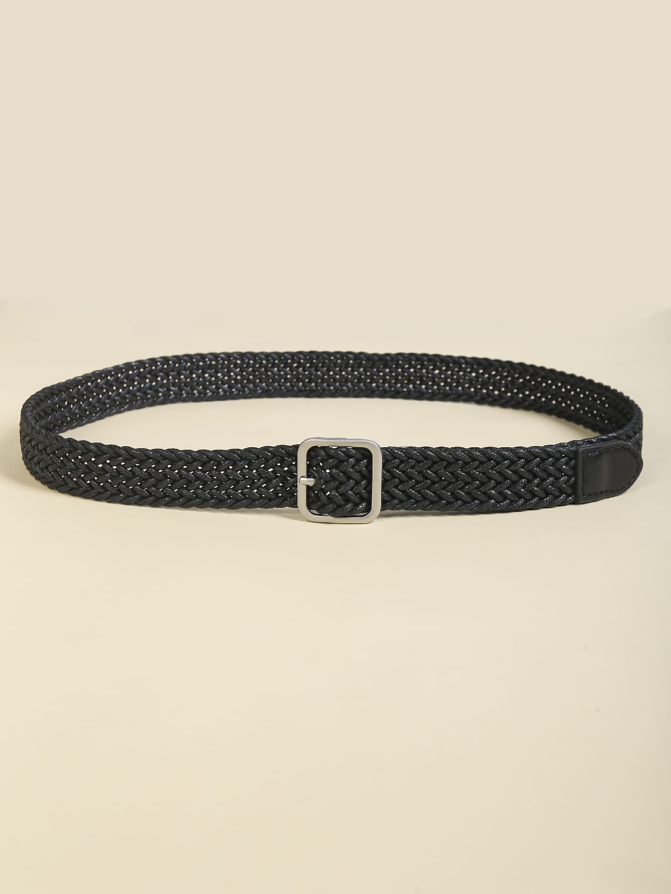 Thắt lưng dệt khóa vuông - màu đen - Xem 1