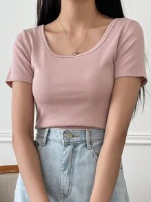 DAZY 麻花針織圓領t卹 - 淺粉色 - 查看 6