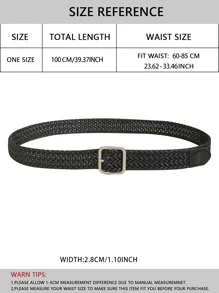 Thắt lưng dệt khóa vuông - màu đen - Xem 3