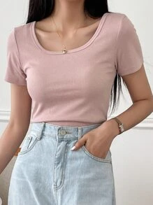 DAZY 麻花針織圓領t卹 - 淺粉色 - 查看 9