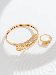 Khối Zirconia  Trang trí Vòng cửa tay áo & Nhẫn - Vàng - Xem 1