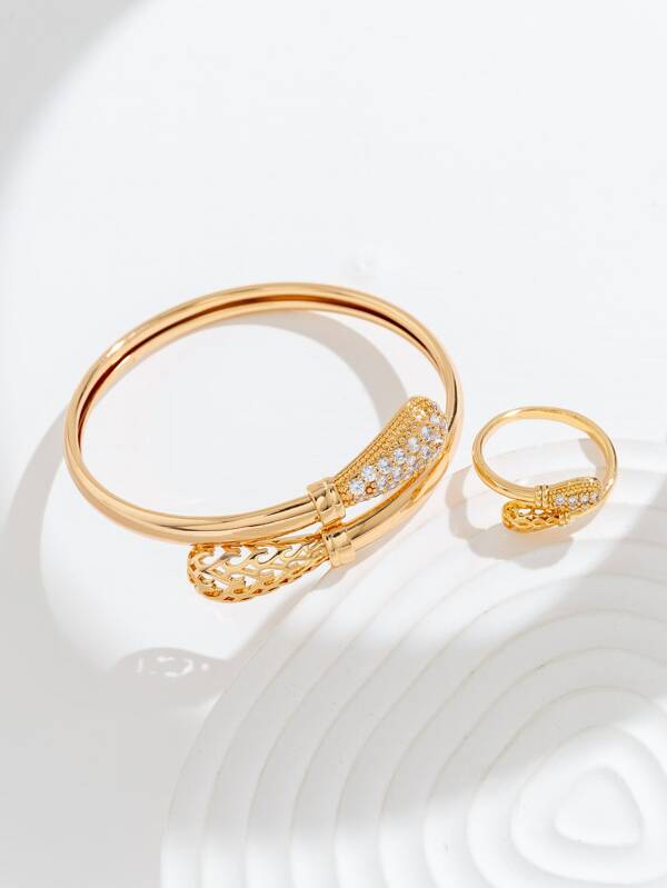 زخرفة مكعب زركونيا خاتم مفتوح و إسورةرمضان