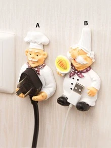 1pc Chef Shaped Wall Hook - White - View 1