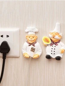 1pc Chef Shaped Wall Hook - White - View 4