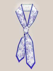 Flower Print Skinny Scarf - Multicolor - View 1