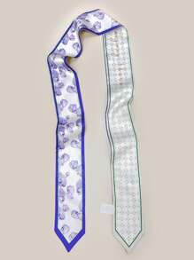Flower Print Skinny Scarf - Multicolor - View 2