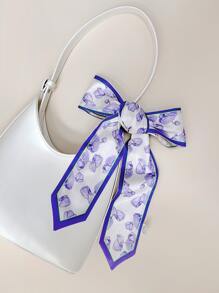 Flower Print Skinny Scarf - Multicolor - View 3