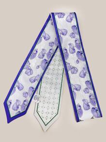 Flower Print Skinny Scarf - Multicolor - View 4