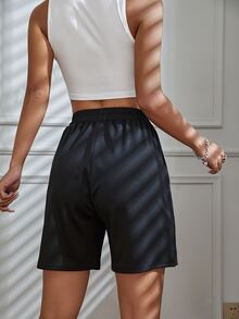 Quần đùi nữ Túi Lá thư Thể thao - màu đen - Xem 2