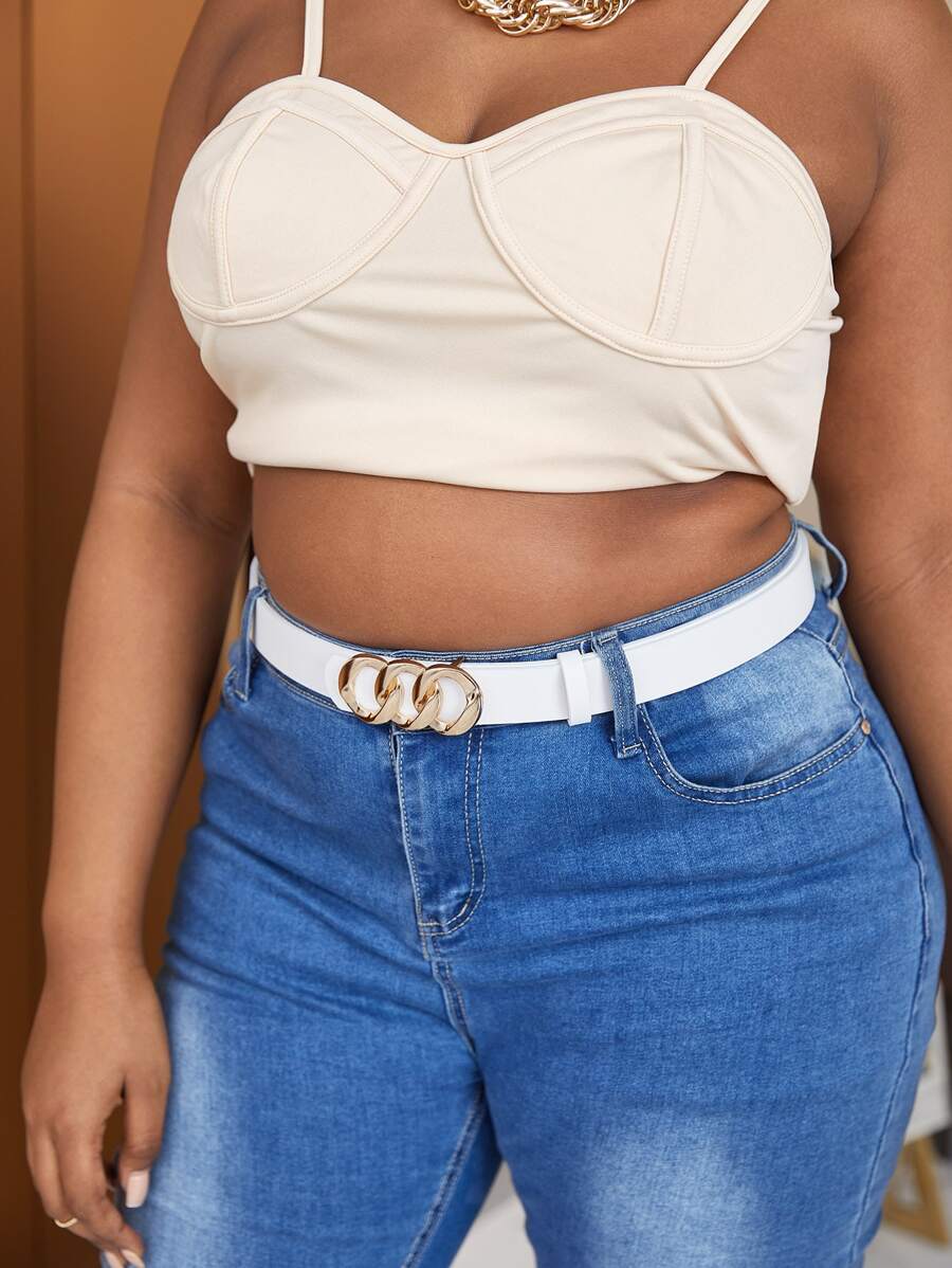 Thắt lưng khóa xích cỡ lớn 135CM có dụng cụ bấm lỗ thông thường mùa hè, đi học mùa thu, mùa thu, Halloween - trắng - Xem 1