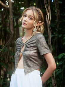 ROMWE Fairycore Space Dye Top - Green - View 2