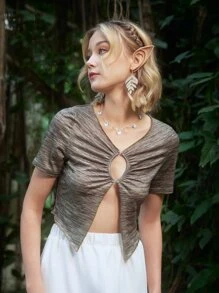 ROMWE Fairycore Space Dye Top - Green - View 3