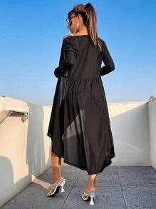 SHEIN SXY Áo khoác nữ Nhẫn Dây kéo màu trơn Giải trí - màu đen - Xem 2